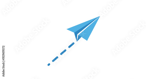 Blue paper airplane in flight.