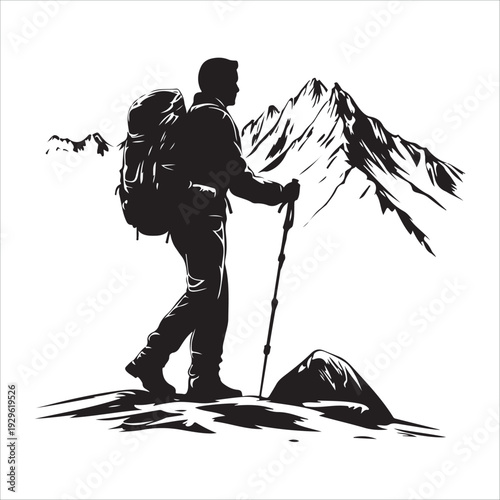 hiker mountain climber adventure silhouette