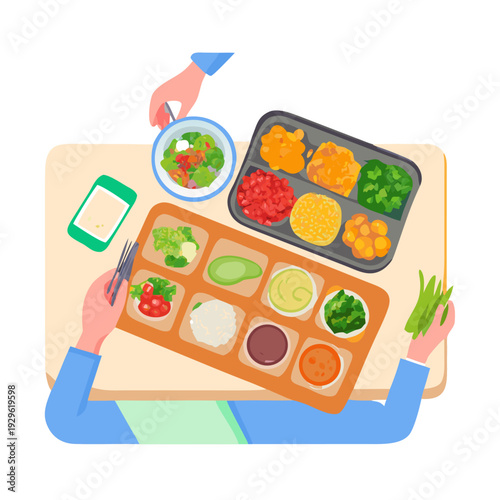 Healthy Meal Prep for the Week – Nutrition and Diet Planning Vector Illustration
