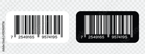 Vector QR and linear code pattern for product identification. Black strips with numbers for supermarket scanner  industrial labels  shop goods  and electronic price systems