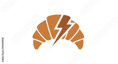 Croissant with lightning bolt graphic design.