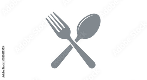 Crossed silverware eating utensils set.