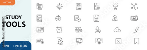 Study tools and educational icons