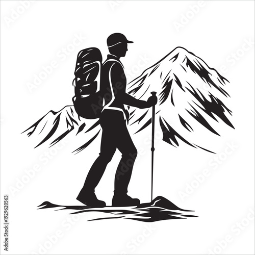 hiker mountain climber adventure silhouette