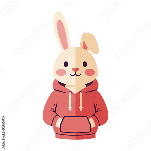 Cute rabbit cartoon character in hoodie