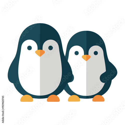 Cute penguin couple cartoon illustration
