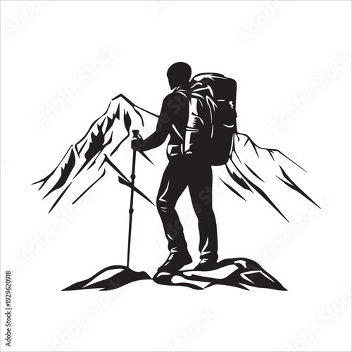 hiker mountain climber adventure silhouette