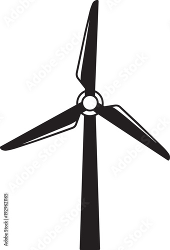 Simple black wind turbine illustration