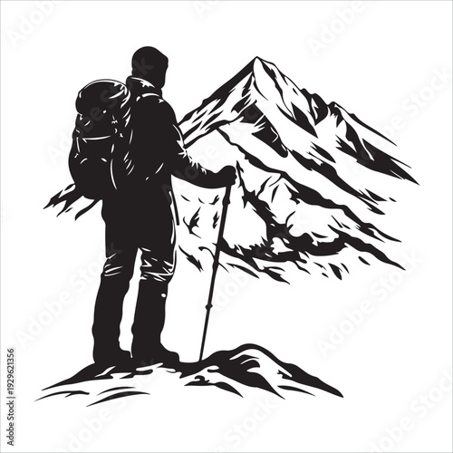 hiker mountain climber adventure silhouette