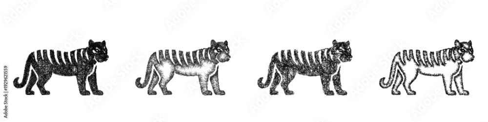 Obraz premium Sketch tiger icon design set