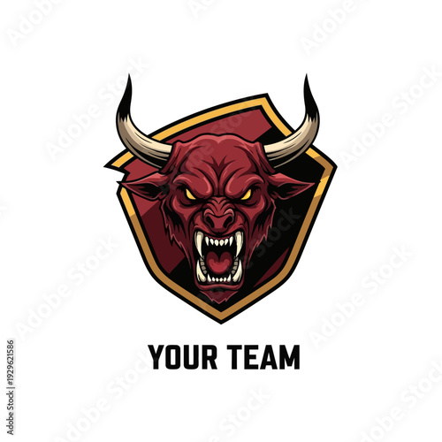 Angry Bull Head Logo Design Element.