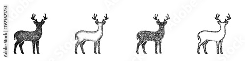 Sketch deer icon design set
