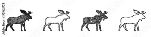 Sketch moose icon design set