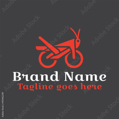 Bike Rider Grasshopper Logo. Vector EPS file. CMYK color mode. Editable color. Easy to download.