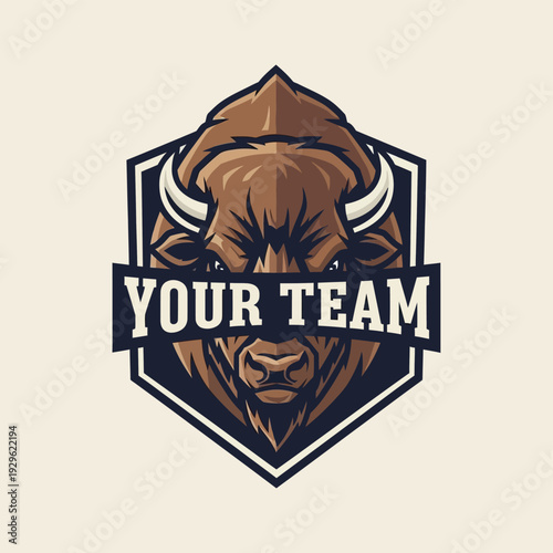 Bison Head Logo Design with Horns.