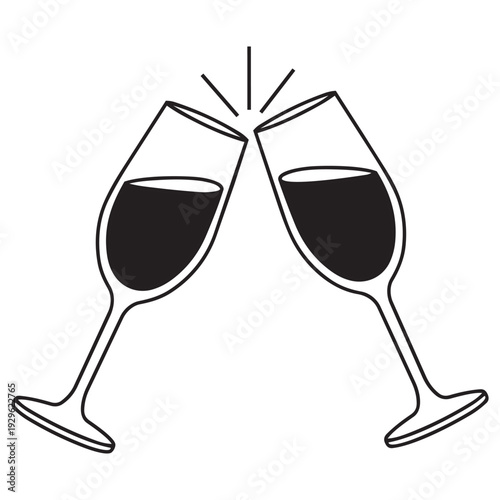 Minimalist wine glasses clinking in celebration