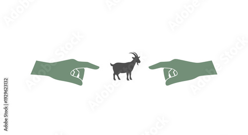 Goat standing between two green signs.