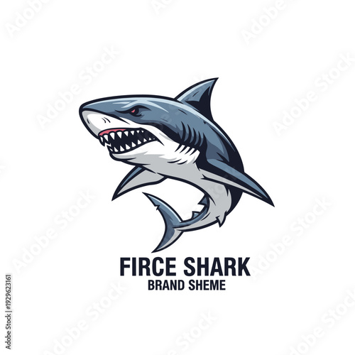 Fierce shark mascot illustration with open mouth and sharp teeth