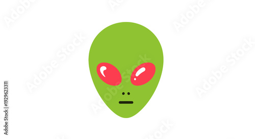 Green Alien Face with Red Eyes.