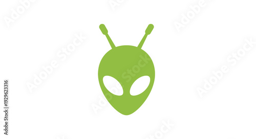 Green alien head with antennae.