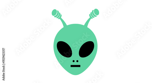 Green alien head with antennae.