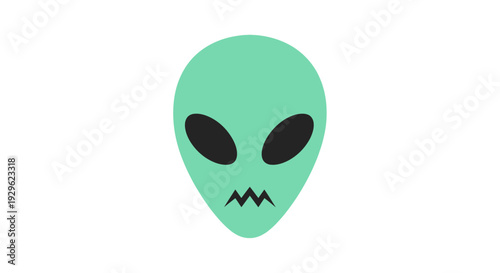 Green Alien Head with Black Eyes.