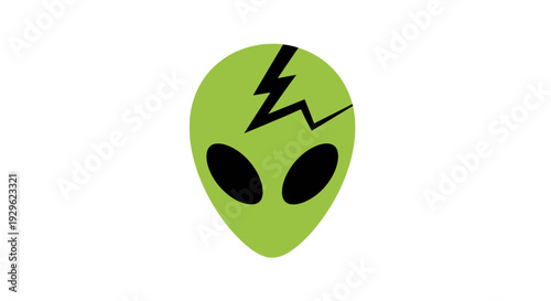 Green Alien Head with Lightning.