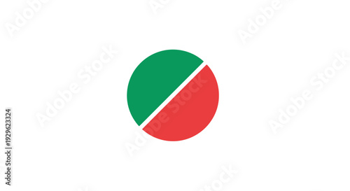Green and red pie chart symbol.