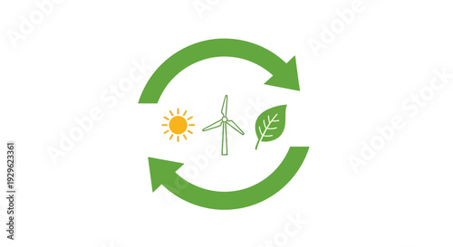 Green renewable energy cycle symbol.