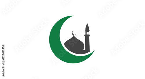 Islamic symbol crescent moon logo.