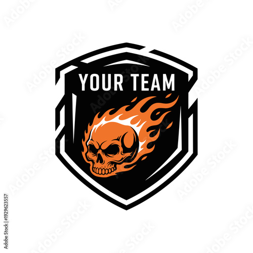 Flaming Skull Logo Design Element.