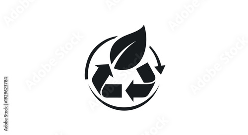 Recycling Symbol with Leaf Icon Design.