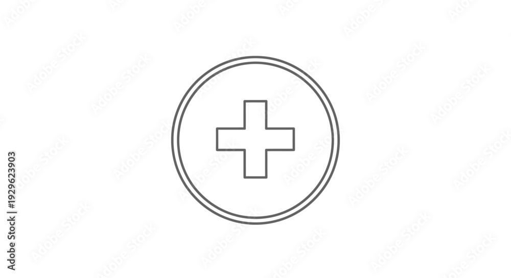 Fototapeta premium Plus sign inside a circle symbol.