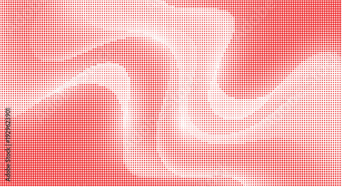 Abstract Red Halftone Dots Gradient Background with Smooth Wave Pattern