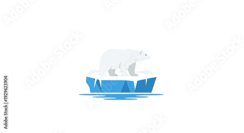 Polar bear on melting ice floe.