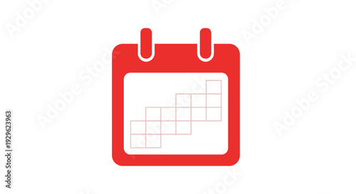 Red Calendar Icon With Grid.