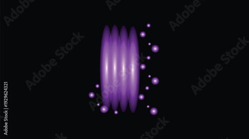 Glowing light effect with sparkling particles on black background