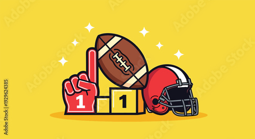 American Football Championship Victory Celebration Illustration.