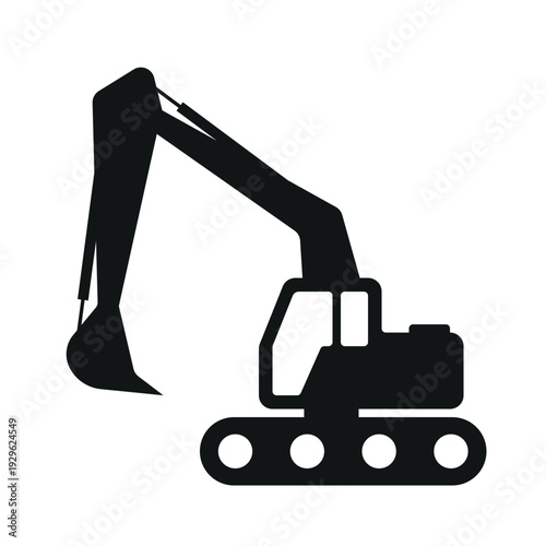 Black and White Excavator Illustration