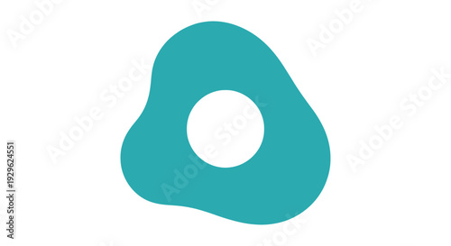 Teal abstract shape with circle.