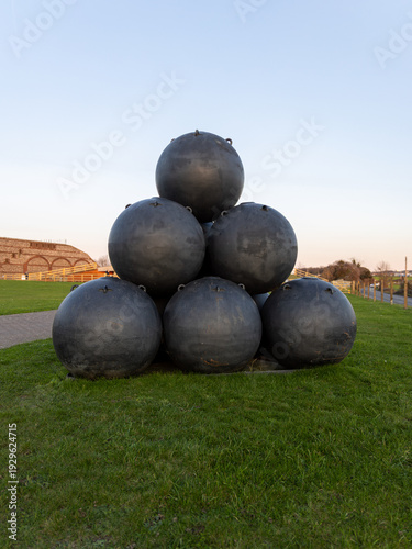Photography Giant Cannon Balls Outside a Fort