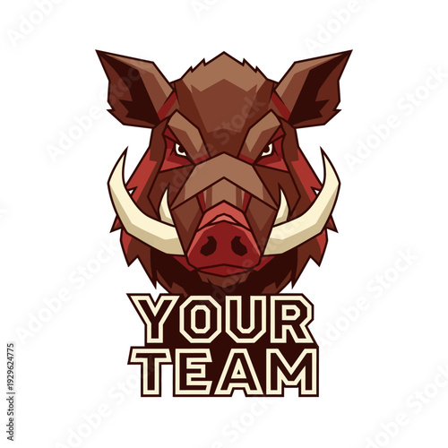 Vector Illustration of a Fierce Boar Head.