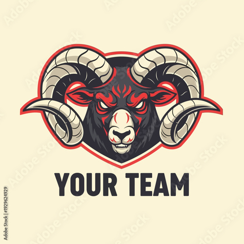 Illustration of a Ram Head with Horns.