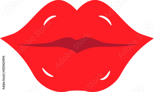 Stylized Red Lips Icon for Beauty and Love