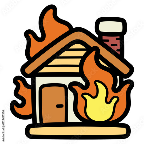 burning house illustration