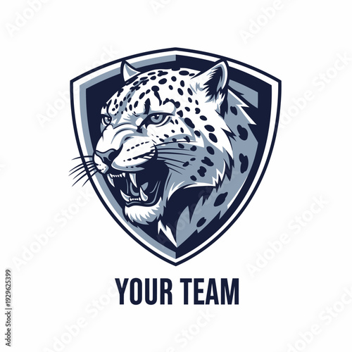 Leopard Head Shield Logo Design Element.