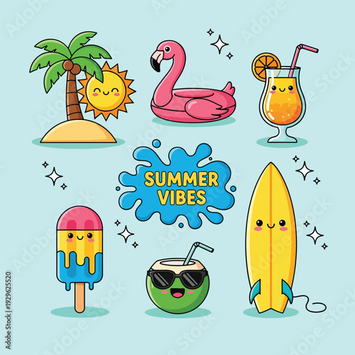 Cute Summer Vibes Cartoon Collection.