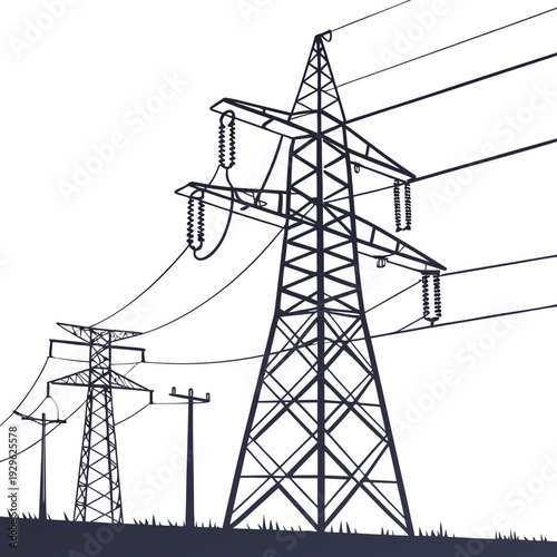 Hyper detailed of power transmission towers and lines