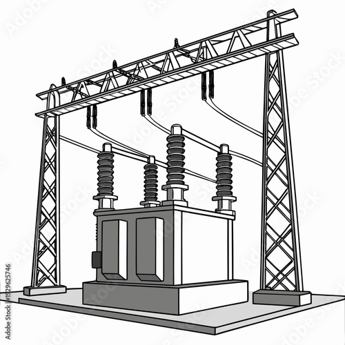 Of substation switch and power transmission towers
