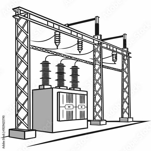 Substation switch structure with transformer and insulators